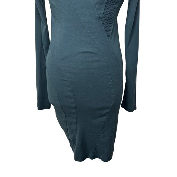 PRAIRIE UNDERGROUND Crewneck Cotton Long Sleeve Bodycon Dress Green MEDIUM - Picture 6 of 10